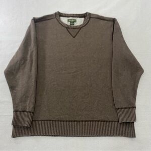 EDDIE BAUER WAFFLE KNIT THERMAL LONG SLEEVE BROWN SWEATER IN SIZE LARGE TALL